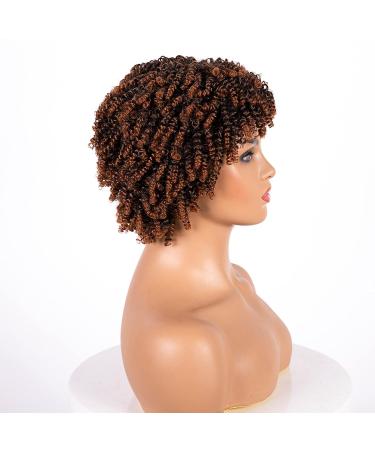 Unonet Kinky Curly Afro Wig with Bangs for Black Women - Short Synthetic Hair Wigs - Natural Curly Cosplay Wigs (1BT30) - Buy Online on GoSupps.com