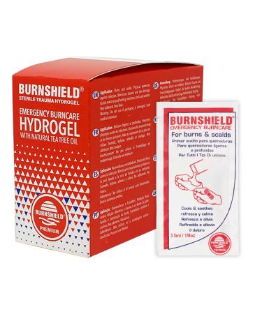 Burnshield First Aid Burn Relief Hydrogel Sachets, 25 Count