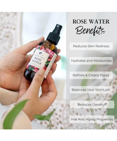 Organic Rose Water Spray by Baja Basics - Hydrating Facial Toner for Face, Body & Hair - Natural Vegan Skincare - 4oz (2 Pack) - Buy Online on GoSupps.com