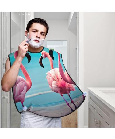 Flamingo Beach Print Beard Bib Apron for Men - Hair Catcher Cape for Shaving & Trimming - Buy Online on GoSupps.com