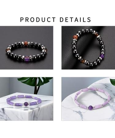 Tecki Amethyst Magnetic Bracelets - Stretch Anti-Fatigue Jewelry for Healthy Living | Durable Gift for Friends & Family - Buy Online on GoSupps.com