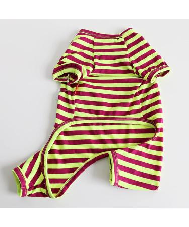 BT BEAR Colorful Striped Pajamas for Dogs - Soft Cotton One-Piece Costume for Small & Medium Bulldogs - Size M Green/Purple - Buy Online on GoSupps.com