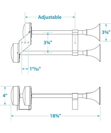 Seachoice Stainless Steel Dual Trumpet Horn - Vibration-Free Mounting Pad - 20-3/4 Long - 12V - Buy Online on GoSupps.com