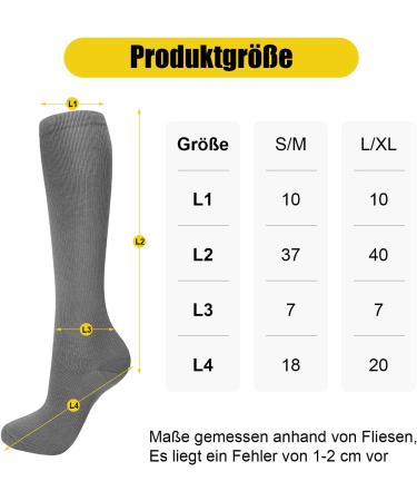 Patina Font Compression Stockings - 6 Pairs Support Socks for Men & Women | L-XL Knee-High Compression for Running & Travel - Multicolor - Buy Online on GoSupps.com