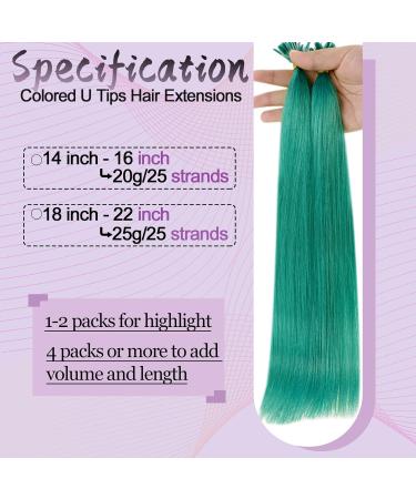 Runature Colorful Remy Hair Extensions - Blue Green U-Tip 45cm | Real Keratin Hair Extensions 25 Strands #Teal - Buy Online on GoSupps.com