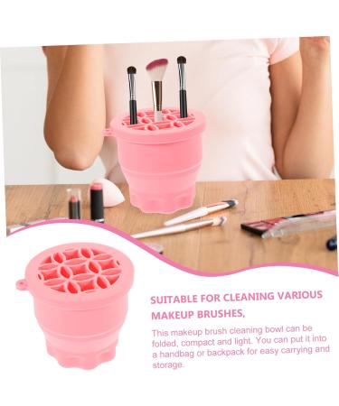 HOOTNEE Silica gel Washing machine brush cleaning pad washer cup tool cosmetic Cleaner scrub cup clean set Multifunction Scrubber cleaning bowl Makeup Tools drying rack 9.20X9.20X8.60CM Pink - Buy Online on GoSupps.com