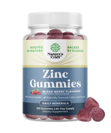 Extra Strength Zinc Gummies for Adults - Chewable Zinc Supplements for Women & Men for Energy & Immune Support - Vitamins & Mineral Supplements - 120 Chews Mixed Berry 120 Count (Pack of 1)