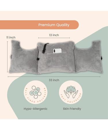 MOYOAMA Post Mastectomy Pillow - Breast Cancer Surgery Recovery and Augmentation Support - Lightweight with 4 Pockets - Grey Plush Breast Cancer Gifts - Buy Online on GoSupps.com