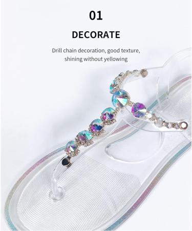 Buy XTZYGLFD Glitter Diamond Pearls Transparent PVC Sandals for Women | Summer Beach Flat Flip-Flops | Clear 7 UK Narrow - Buy Online on GoSupps.com