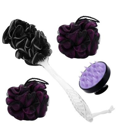 MAVGV Scalp Massager Shampoo Brush Loofah with Handle Bath Loofahs : 1 Scalp Massager Shampoo Brush 1 Long-Handle-Back-Brush 2 Soft Bath Loofahs.