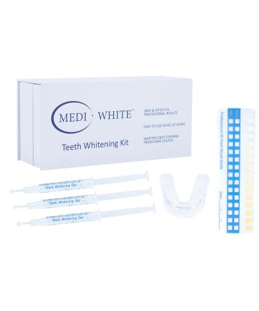 MEDIWHITE Professional Teeth Whitening Kit Teeth Whitening Tray with 3x3ml 38% HP-CP Teeth Whitening Gel Helps to Remove Stains from Coffee Smoking Wines Soda Food