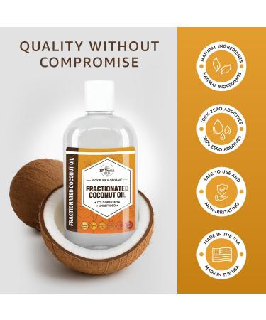 Organic Fractionated Coconut Oil (8 oz) Premium Grade Non-GMO Cold Pressed | 100% Pure Fractionated Coconut Oil for Skin Face Hair Soap Making | Ideal Carrier for Essential Oils | 8 FL OZ - Buy Online on GoSupps.com