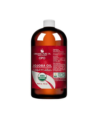 OPO Organic Jojoba Oil - 100% Pure Unrefined Cold Pressed USDA Certified Golden Jojoba Carrier Oil for Skin, Hair, and Body - 16 oz - Buy Online on GoSupps.com
