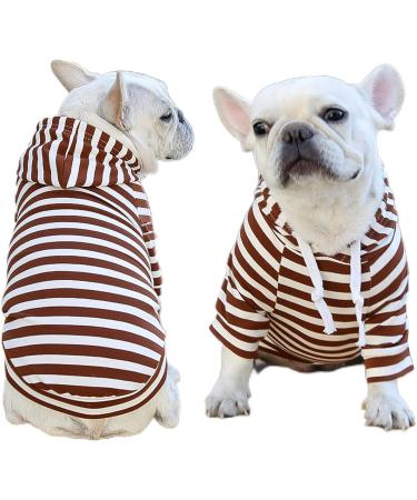 Zweitea Dog Hoodie Shirts for Small & Medium Dogs | Striped Puppy Clothes Soft Sweatshirt & Short Sleeve T-Shirt for All Seasons - XS Coffee - Buy Online on GoSupps.com
