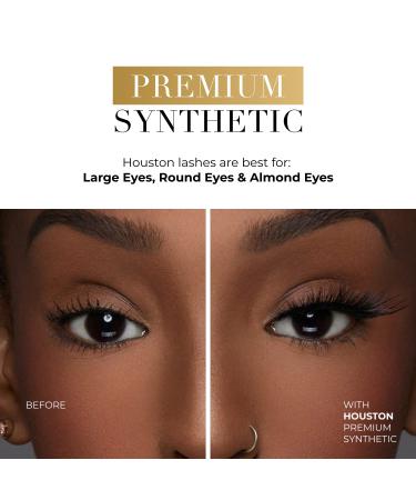 Lilly Lashes Houston - Premium Synthetic Vegan Strip Lashes for Bold, Full-Bodied Max Volume Look - Natural & Reusable False Eyelashes 17mm - Buy Online on GoSupps.com