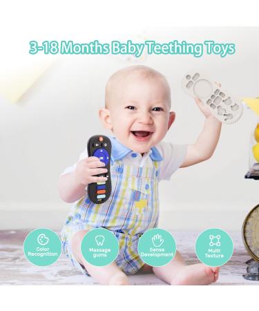 Black Remote Teether for Babies 0-6months & 6-12months - Soft Silicone Teething Toy - Buy Online on GoSupps.com
