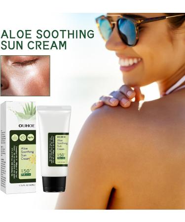Sunscreen SPF 50+ Face Sun Cream SPF 50 Face Moisturiser Waterproof Sweat Resistant Ultra Light UV Protetion Suncream Non-Greasy No White Marks Aloe Soothing Sun Cream for Men Women and Kids - Buy Online on GoSupps.com