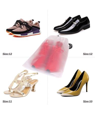 Set of 12 Portable Translucent Shoe Bags for Travel - Clear Storage Organizer with Drawstring for Men and Women - Buy Online on GoSupps.com