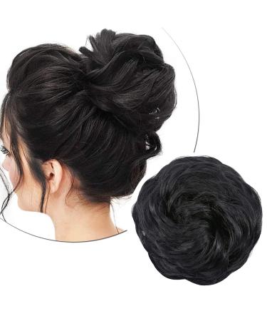 Synthetic Hair Bun Extensions Hairpiece 45g Thick Messy Hair Scrunchies for Women Updo ponytail Extensions - Jet Black Scrunchie 45 g Jet Black