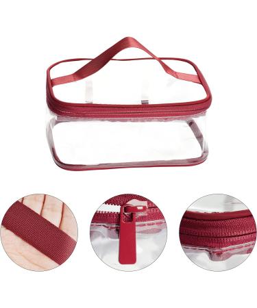 Travel Makeup Bag Set - 2 Pack Clear PVC Zippered Cosmetic Organizers (Wine Red, Navy) - Buy Online on GoSupps.com