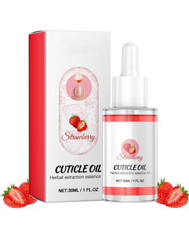 Nail Cuticle Oil 30ml Cuticle Oil For Nails Herbal Extraction Essence Oil With Organic Vitamin E Jojoba Nail Oil Cuticle Deeply Hydrating & Nourishing Conditioner Oil Nail Care Repair(Strawberry)