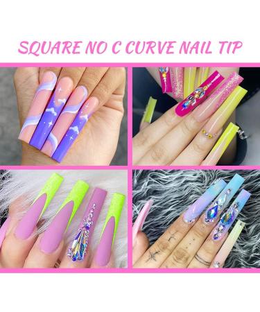 500PCS XXL Clear Half Cover Acrylic Nail Tips - Tapered Square Straight Flat Design for Salon or DIY Nail Art - Buy Online on GoSupps.com