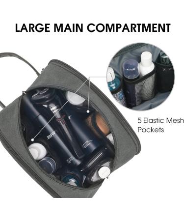 WANDF Travel Toiletry Bag for Men - Canvas Dopp Kit Organizer in Grey - Buy Online on GoSupps.com