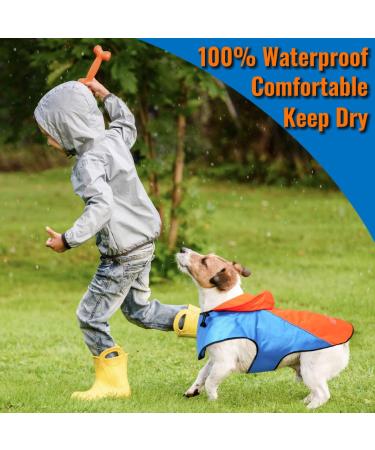 Waterproof Reflective Dog Raincoat for Safety | Orange-Blue Large | Multi Purpose Rain Jacket for Small Medium Large Dogs - Buy Online on GoSupps.com