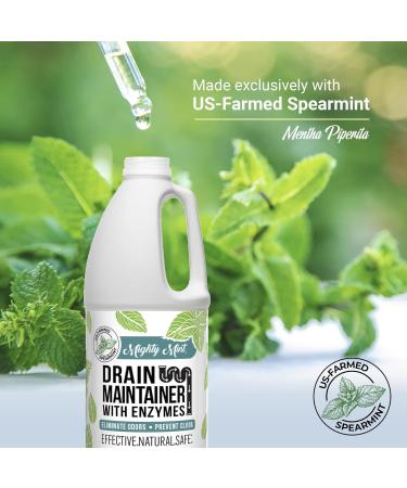 Mighty Mint Drain Maintainer with Enzymes - Effective Drain Cleaner for Bad Smells & Buildup Control in Drains Grease Traps & Septic Systems - 32oz - Buy Online on GoSupps.com