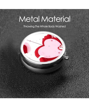 Little Red Heart Round Pill Box | 3 Compartment Portable Travel Organizer for Pills - Buy Online on GoSupps.com