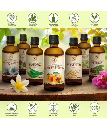 Apricot Kernel Oil 100ml - Pure Cold-Pressed Apricot Oil from Italy | Natural Carrier Oil for Skin & Hair Care - Moisturize Dry Hair & Remove Split Ends - Buy Online on GoSupps.com
