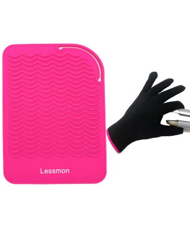 Travel pad for straighteners counter protection for curly bars with heat-resistant glove for curly bars hair straighteners smooth iron and hair styling tools 22.9 x 16.5 cm pink from Lessmon Rosa+glove
