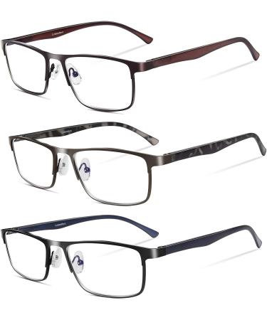 3 Pack Stylish Metal Frame Blue Light Blocking Reading Glasses for Men - Mix Color 1.5x - Buy Online on GoSupps.com