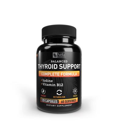 Thyroid and Energy Support Complex with Iodine Supplement, Increase Energy, Metabolism, Adrenal Health with Vitamin B12, L-Tyrosine, Ashwagandha, 120 Capsules