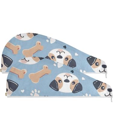 Super Absorbent Dog Bones Hair Towel 2 Pack | Quick Dry Hair Turbans for Women & Girls - Perfect Hair Drying Solution - Buy Online on GoSupps.com
