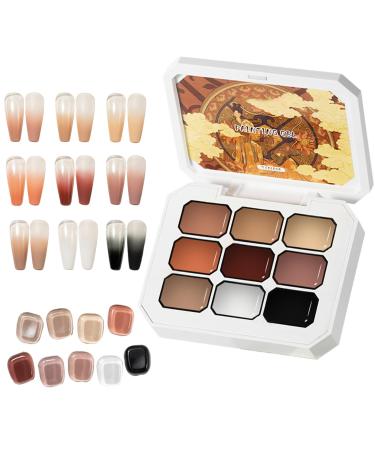 Solid Gel Nail Polish - Gradient Gel Nail Polish in 9 Colors - Glossy Finish Quick Drying Long-Lasting for Everyday Manicure for Women