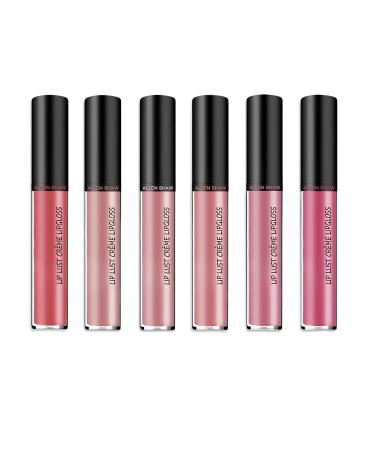 12 Colors Cream Texture Lipstick - Waterproof Non-Stick To Cup Non-Fading Long-Lasting Moisturizing 24hours (1-6)