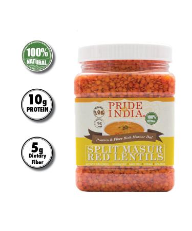 Pride of India Masur Red Lentils - Protein & Fiber Rich Masoor Dal - 1.5lb Jar - Buy Online on GoSupps.com