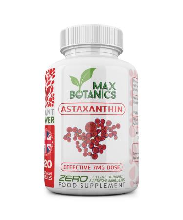 Astaxanthin | Haematococcus Pluvialis | 120 Capsules | Pure and Bioavailable | Effective 7mg per Capsule | No Additives | Vegan | UK Made | GMP (120 Capsule Bottle) 120 Count (Pack of 1)