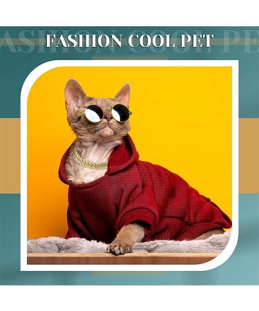 Gold Cat Dog Chain Collar & Sunglasses Set | Rhinestone Cuban Collar Chain | Retro Round Glasses for Pets | Cosplay Party Costume Props (12 Inch) - Buy Online on GoSupps.com