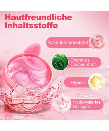 60 Anti-Aging Eye Pads with Hyaluron & Collagen | Dark Circles & Puffiness Relief | Pink Eye Mask - Buy Online on GoSupps.com