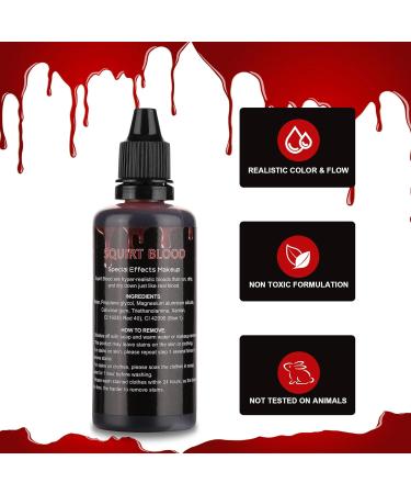 Buy 2.2oz Fake Blood - Perfect for Halloween Costume Zombie & Vampire Makeup Drip Liquid Blood for Clothes & Body SFX - Buy Online on GoSupps.com