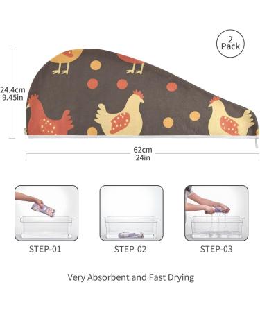 Super Absorbent Chicken Brown Hair Towel 2 Pack | Quick Dry Hair Turbans for Women & Girls - Buy Online on GoSupps.com