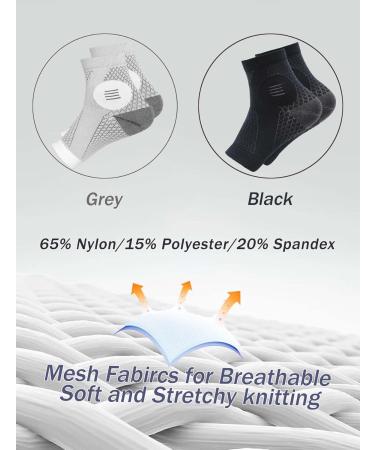 Ankle Support Braces & Compression Sleeves for Plantar Fasciitis Relief - Sport Socks for Men & Women (Black+Grey Large - Buy Online on GoSupps.com