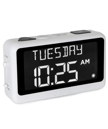 ORKA Talking Clock for Elderly Seniors, Medication Pill Reminder Recordable Alarm Clock Customize Your Multiple Alarms, Digital Day Clock with 8” Large Display for Dementia, Hearing Visually Impaired