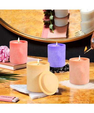 BABORUI Silicone Concrete Candle Jar Molds with Lids - Cylinder Candle Vessel Cement Molds for Candle Making Supplies - Buy Online on GoSupps.com