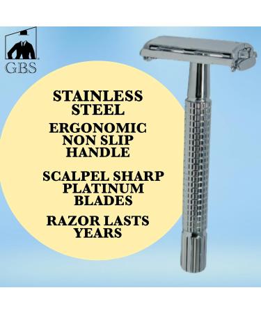 Premium G.B.S Shaving Gift Set - Long Handle Double Edge Razor Alum Block Natural Soap & Brush | Perfect Grooming Kit for Men - International Shipping Available - Buy Online on GoSupps.com