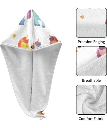 Buy Colored Cute Unicorn Hair Towels 2 Pack | Super Absorbent Quick Dry Hair Turbans for Women & Girls - Buy Online on GoSupps.com