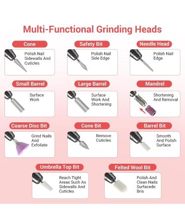 AIRSEE Portable Electric Nail Drill Professional Efile Kit for Acrylic & Gel Nails - Black - Buy Online on GoSupps.com