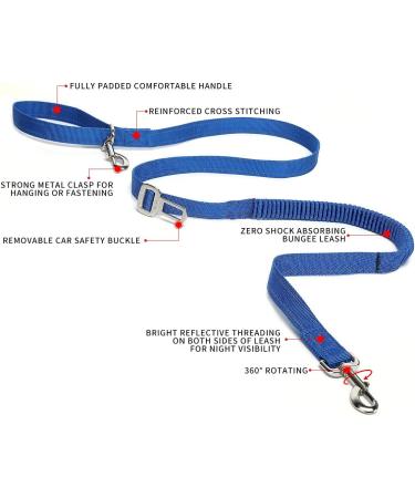 TUDEC 4-in-1 Hands-Free Dog Leash & Multifunctional Waist Bag 5.8ft Zero Shock Bungee Car Seat Buckle & Reflective Threading - Blue - Buy Online on GoSupps.com